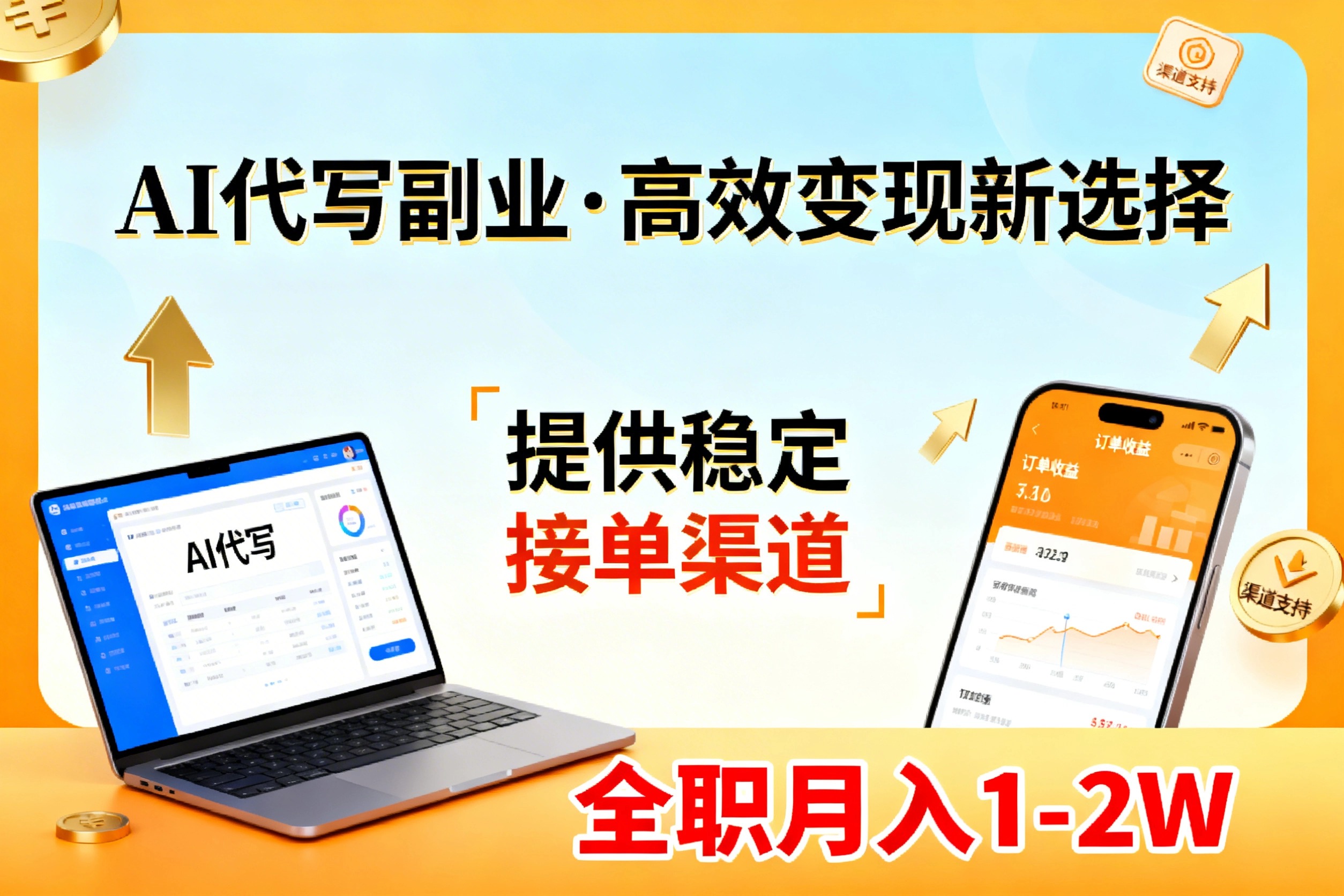 AI代写副业，高效变现，提供渠道，永不失业副业兼职 全职月入1-2W【SOP手册】-万象聊项目