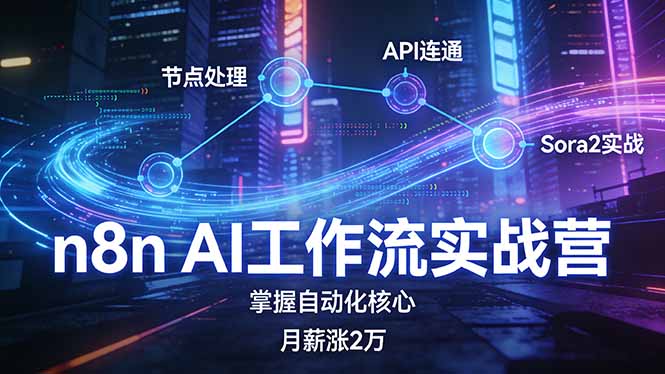 n8n AI工作流实战营，节点处理+API连通+Sora2实战，掌握自动化核心月薪涨2万-万象聊项目