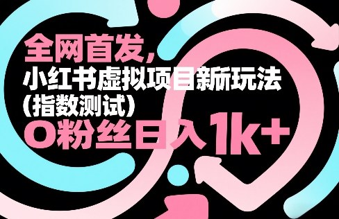 全网首发，小红书虚拟项目新玩法(指数测试)，0粉丝日入1k+，整个玩法完整拆解！-万象聊项目