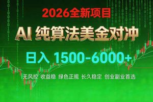 2026 全新美金对冲项目，不套平台赠金，不封号，纯算法对冲，日入 1500-6000+-万象聊项目