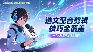 2026字字动画AI漫剧制作-1期,选文配音剪辑技巧全覆盖,一个人就能批量产出爆款漫剧-万象聊项目