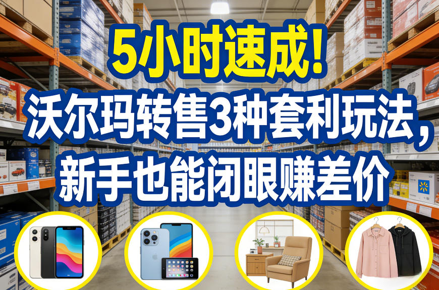 5小时速成！沃尔玛转售3种套利玩法，新手也能闭眼賺差价-万象聊项目