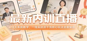最新内训直播,4天系统教学,一线实战派干货核心玩法全套复盘-万象聊项目