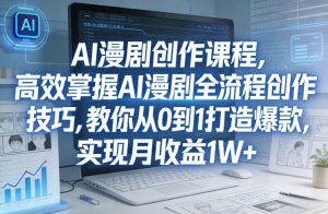 某社群AI漫剧创作课程,高效掌握AI漫剧全流程创作技巧,教你从0到1打造爆款,实现月收益1W+-万象聊项目
