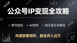 公众号IP变现全攻略-更新,学习定位、AI写作、钩子设计与转化,构建获客闭环,副业月入过万-万象聊项目