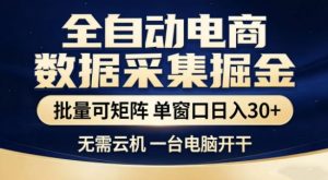 独家电商数据全自动采集项目，批量可矩阵，单窗口轻松日入3张+【揭秘】-万象聊项目