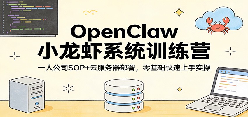 OpenClaw小龙虾系统训练营：一人公司SOP，云服务器部署，零基础快速上手实操-万象聊项目