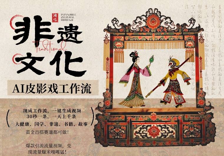 AI一键生成民俗文化非遗皮影戏视频，一刀不剪无需剪辑，30S一条，一天上百条，流量财富嘎嘎猛-万象聊项目