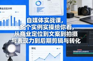 自媒体实战课，多个实例实操给你看，从商业定位到文案到拍摄与表现力到后期剪辑与转化-万象聊项目