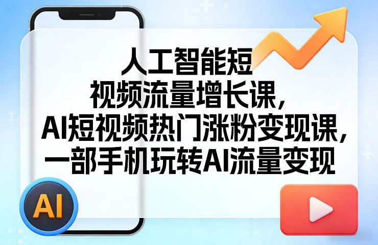 人工智能短视频流量增长课，AI短视频热门涨粉变现课，一部手机玩转AI流量变现-万象聊项目