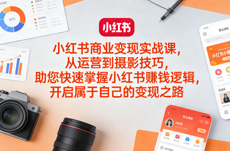 小红书商业变现实战课，从运营到摄影技巧，助您快速掌握小红书賺钱逻辑，开启属于自己的变现之路-万象聊项目
