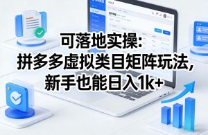 可落地实操:拼多多虚拟类目矩阵玩法,新手也能日入1k+【揭秘】-万象聊项目