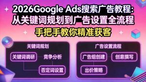 2026Google Ads搜索广告教程:从关键词规划到广告设置全流程,手把手教你精准获客-万象聊项目