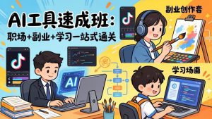 AI工具速成班:职场+副业+学习一站式通关,20+爆款类型+剪映技巧+抖音算法,0基础快速上手-万象聊项目