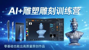 AI+雕塑雕刻训练营：从AI创作、大模型训练到3D雕刻 + 渲染，零基础也能出高质量原创作品-万象聊项目
