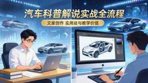 抖音汽车科普解说实战：文案+动画+画面处理+去水印全流程，打造专业汽车科普视频-万象聊项目