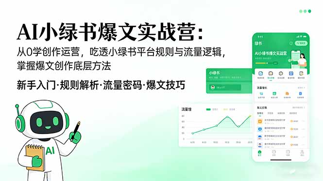 AI 小绿书爆文实战营：从0学创作运营，吃透小绿书平台规则与流量逻辑，掌握爆文创作底层方法-万象聊项目