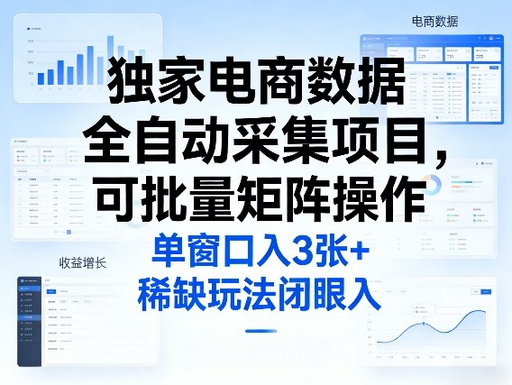 独家电商数据全自动采集项目，可批量矩阵操作，单窗口日入3张+，稀缺玩法闭眼入【揭秘】-万象聊项目