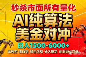 2026全网首发黑马项目，AI美金算法对冲，日入2000-6000+，稳定长效0风险，彻底告别996死工资-万象聊项目