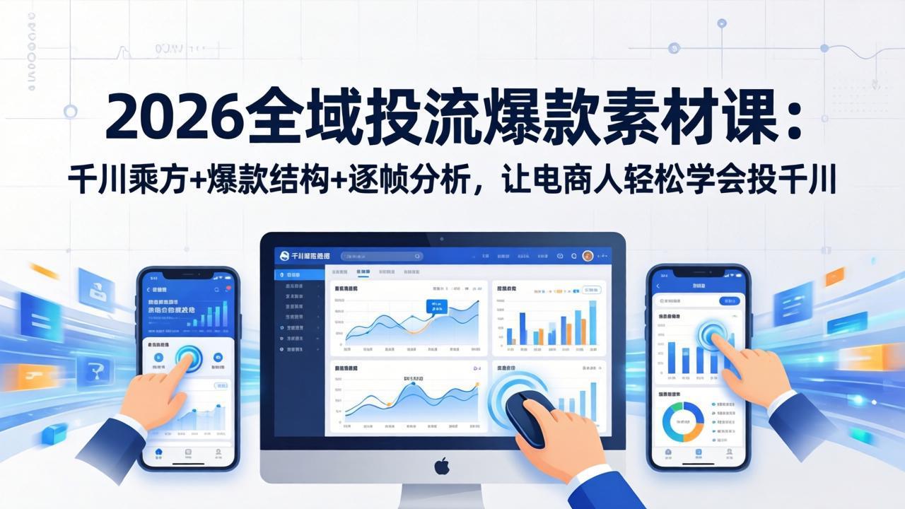 2026全域投流爆款素材课：千川乘方+爆款结构+逐帧分析，让电商人轻松学会投千川-万象聊项目