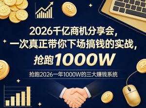 2026千亿商机分享会，一次真正带你下场搞钱的实战，抢跑2026一年1000W的三大賺钱系统-万象聊项目