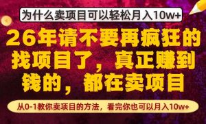 为什么真正賺到钱的都在卖项目，从0-1教你卖项目的方法，看完你也可以月入10w+【揭秘】-万象聊项目