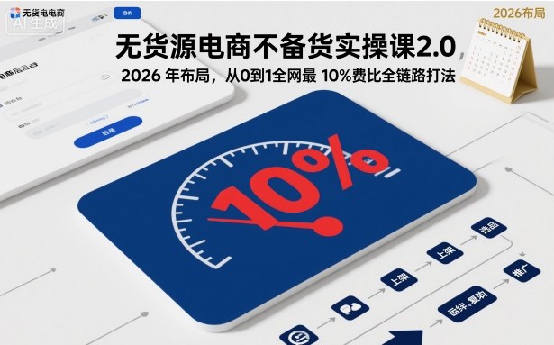 无货源电商不备货实操课2.0，2026年布局，从0到1全网最低10%费比全链路打法【更新26年3月】-万象聊项目