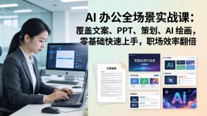 AI 办公全场景实战课：覆盖文案、PPT、策划、AI 绘画，零基础快速上手，职场效率翻倍-万象聊项目