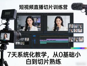 短视频直播切片训练营，7天系统化教学，从0基础小白到切片熟练-万象聊项目