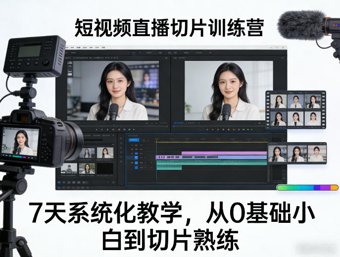 短视频直播切片训练营，7天系统化教学，从0基础小白到切片熟练-万象聊项目