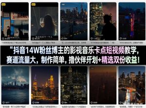 抖音14W粉丝博主的影视音乐卡点短视频教学,赛道流量大,制作简单,撸伙伴计划+精选双份收益!-万象聊项目