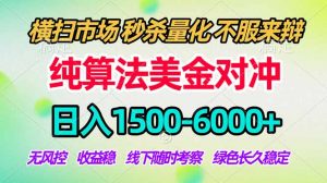 2026美金掘金新风口-纯算法对冲震撼上线！日入1500-6000+，长久合规稳健，轻松摆脱死工资-万象聊项目