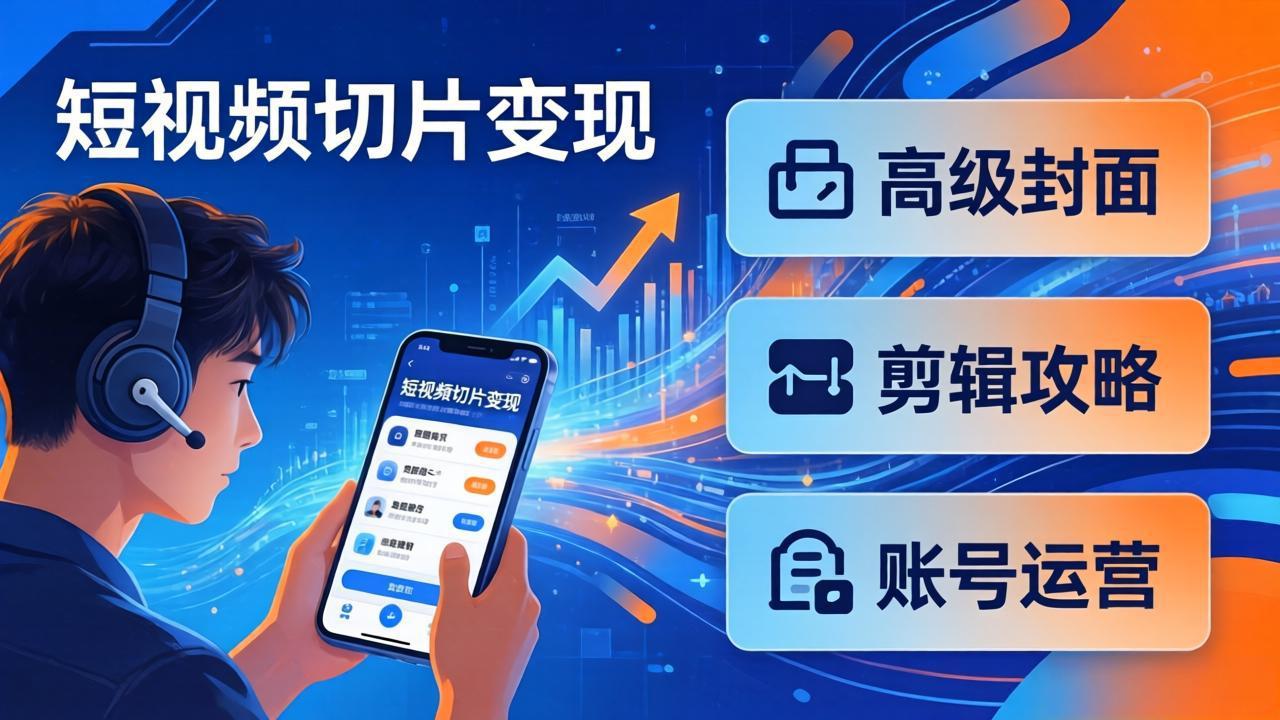 短视频切片变现速成班2.0：高级封面+剪辑攻略+账号运营，0基础小白快速入局副业-万象聊项目