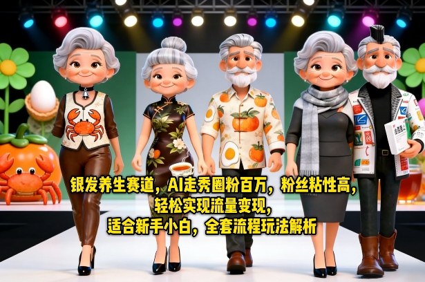 银发养生赛道，AI走秀圈粉百万，粉丝粘性高，轻松实现流量变现，适合新手小白，全套流程玩法解析-万象聊项目