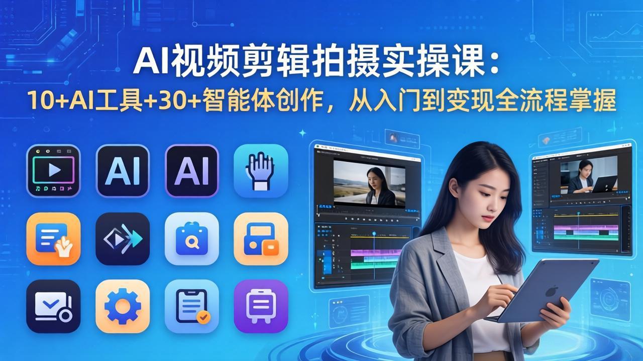AI 视频剪辑拍摄实操课：10+AI工具+30+智能体创作，从入门到变现全流程掌握-万象聊项目