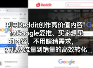 利用Reddit创作高价值内容！做Google爱推、买家想买的内容，不用瞎猜需求，实现从流量到销量的高效转化-万象聊项目