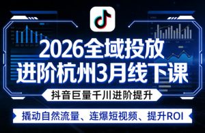 2026全域投放进阶杭州3月线下课,抖音巨量千川进阶提升,撬动自然流量、连爆短视频、提升ROI-万象聊项目