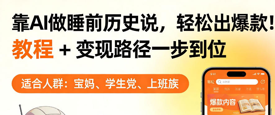 靠AI做睡前历史解说，轻松出爆款！教程+变现路径一步到位，单个视频收益1K+【揭秘】-万象聊项目