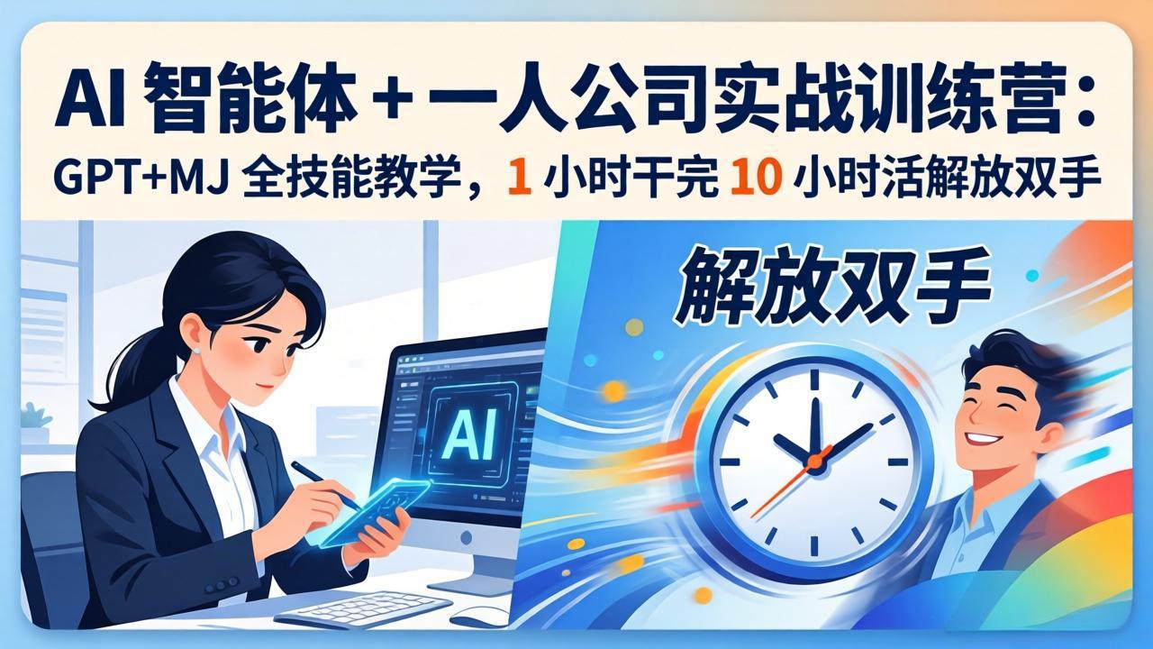 AI 智能体 + 一人公司实战训练营：GPT+MJ 全技能教学，1 小时干完 10 小时活解放双手-万象聊项目