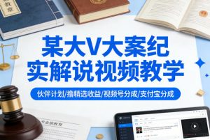 某大V大案纪实解说视频教学，可做伙伴计划、撸精选收益，视频号和支付宝分成计划均可-万象聊项目