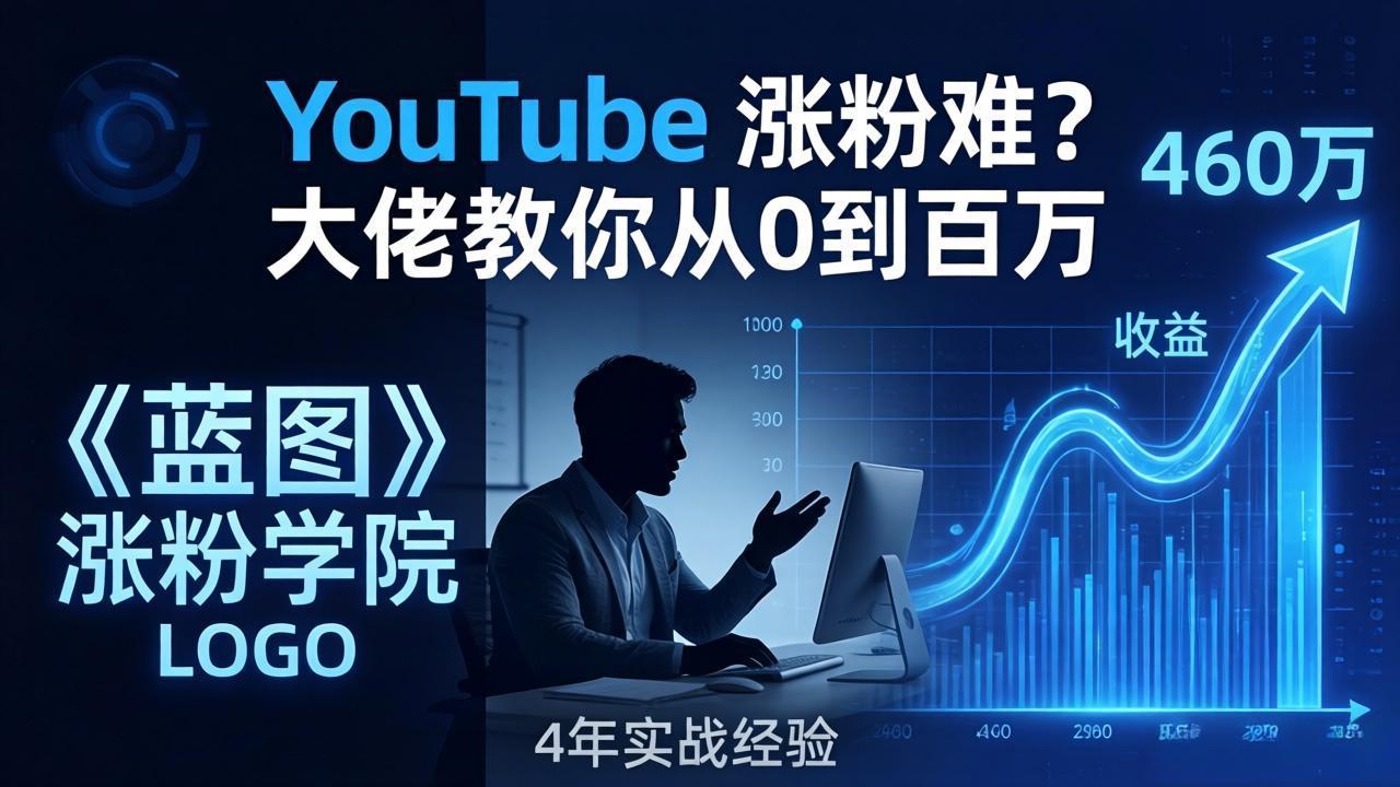 YouTube 涨粉难？《蓝图涨粉学院》：4 年赚 460 万的大佬教策略，从0到百万有路径！-万象聊项目