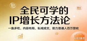 全民可学的IP增长方法论：一鱼多吃、内容布局、私域成交，助力普通人百万营收-万象聊项目
