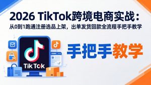 2026TikTok跨境电商实战：从0到1跑通注册选品上架，出单发货回款全流程手把手教学-万象聊项目