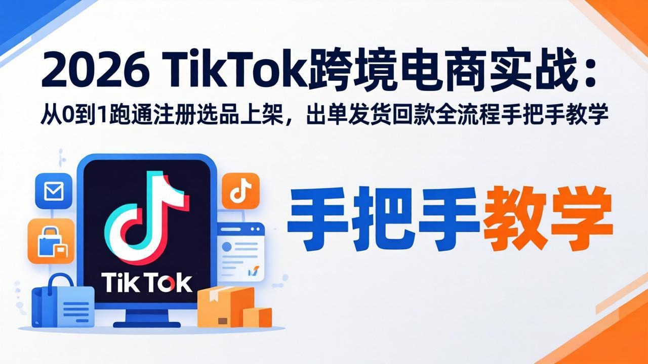 2026TikTok跨境电商实战：从0到1跑通注册选品上架，出单发货回款全流程手把手教学-万象聊项目