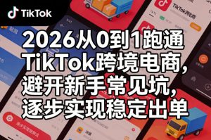 2026从0到1跑通TikTok跨境电商，避开新手常见坑，逐步实现稳定出单-万象聊项目
