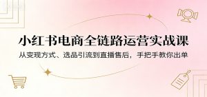 小红书电商全链路运营实战课：从变现方式、选品引流到直播售后，手把手教你出单-万象聊项目