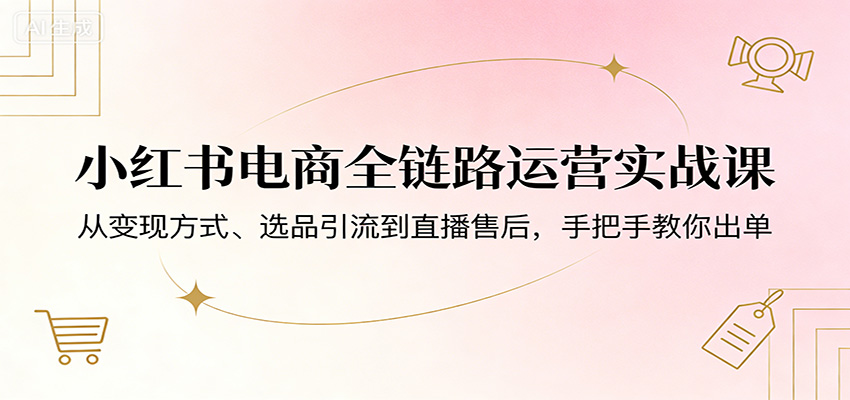 小红书电商全链路运营实战课：从变现方式、选品引流到直播售后，手把手教你出单-万象聊项目