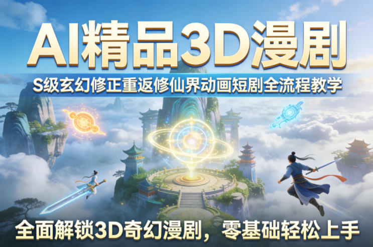AI精品3D漫剧S级玄幻修正重返修仙界动画短剧全流程教学，全面解锁3D奇幻漫剧，零基础轻松上手-万象聊项目