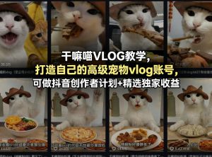 干嘛喵VLOG教学，打造自己的高级宠物vlog账号，可做抖音创作者计划+精选独家收益-万象聊项目