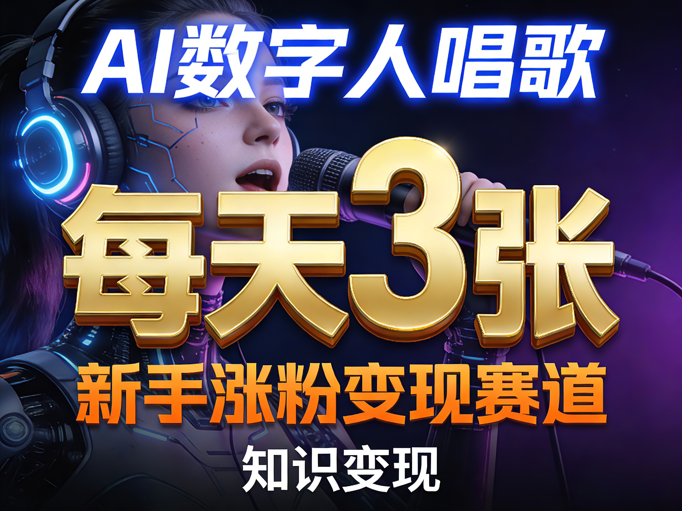 AI数字人唱歌，新手涨粉变现赛道，每天3张和知识付费，副业必备-万象聊项目